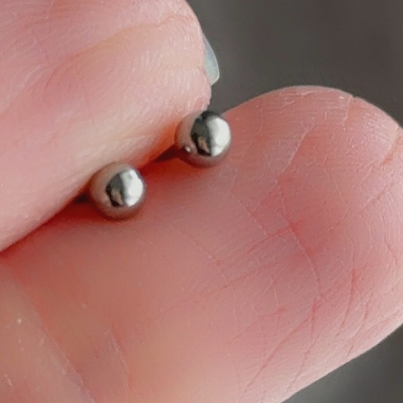 Sterling Silver 3mm Ball Stud Earrings – Tiny and Stackable - Picture 4 of 4